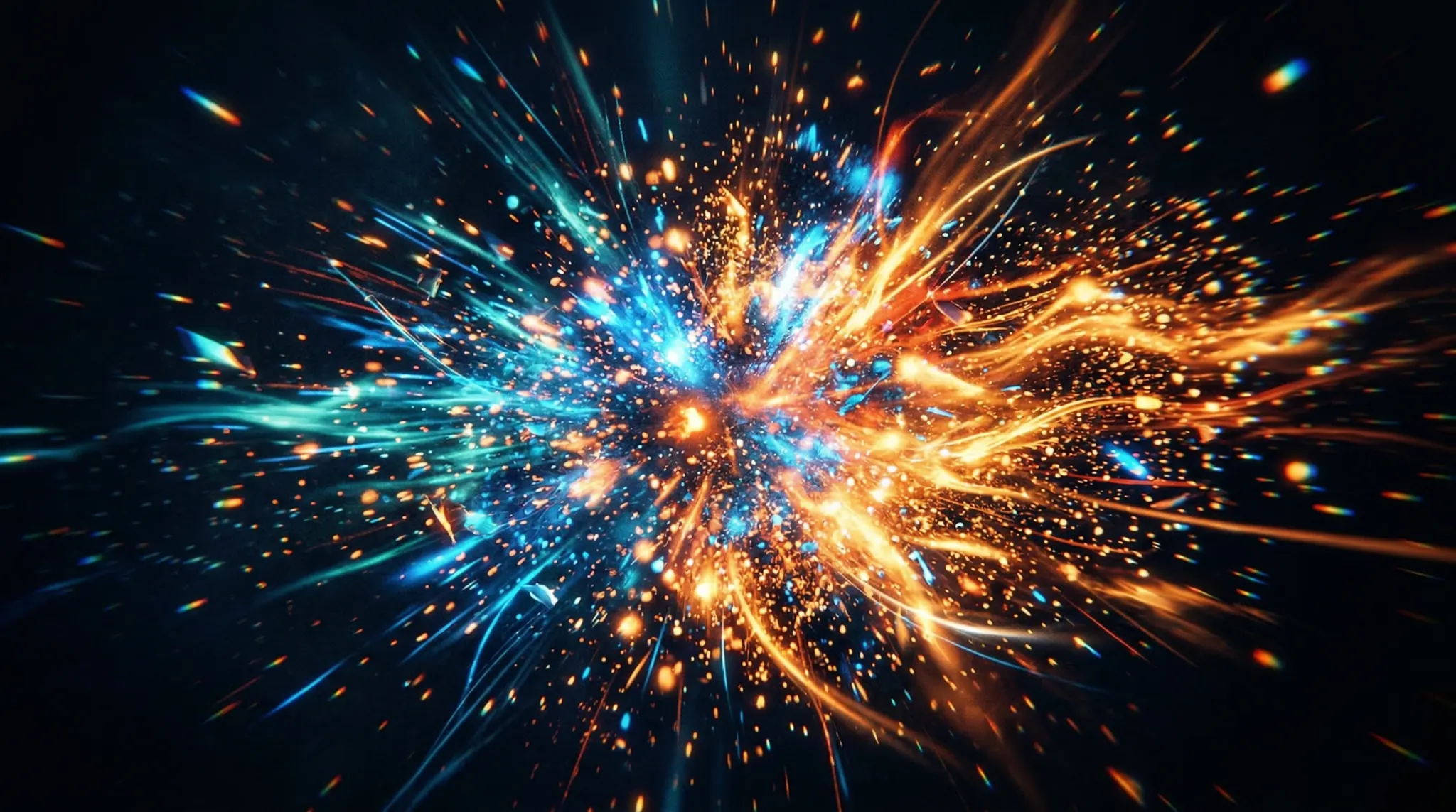 AI video prompts youtube - Explosive colorful particle burst animation for YouTube intro