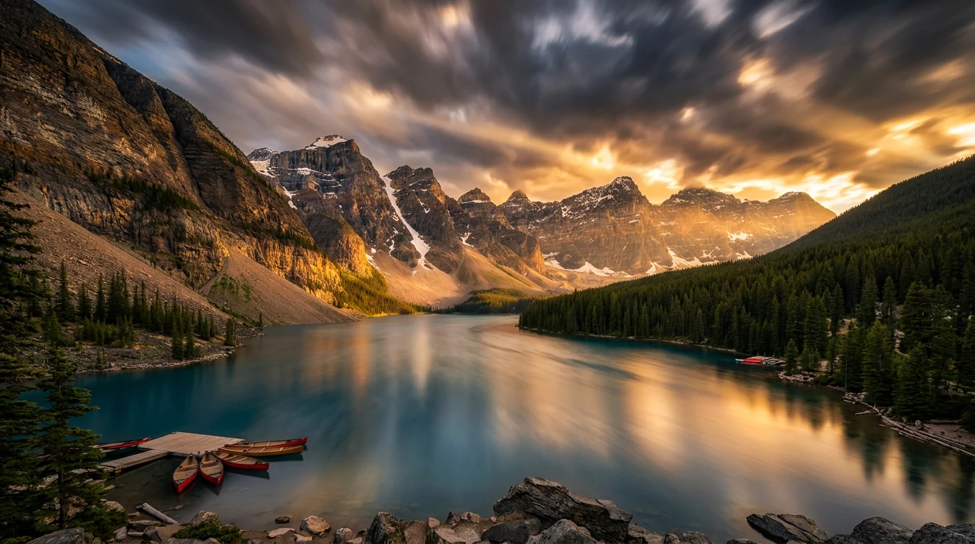 AI generated landscape video - mountain lake at golden hour created with Sora 2 prompt