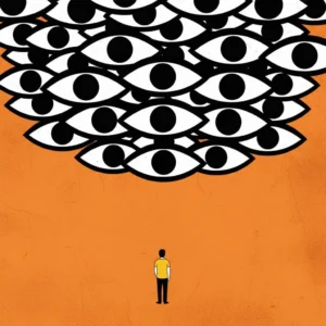 Minimalist Surveillance Illustration Prompt