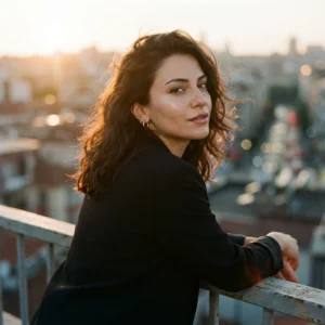 Rooftop Sunset Lookback (half-body)