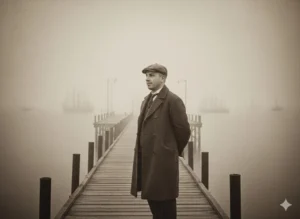 Melancholic Dawn on the Misty Pier