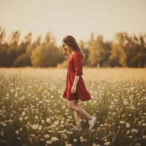 Dreamy Artistic Photograph of a Young Woman in a Meadow