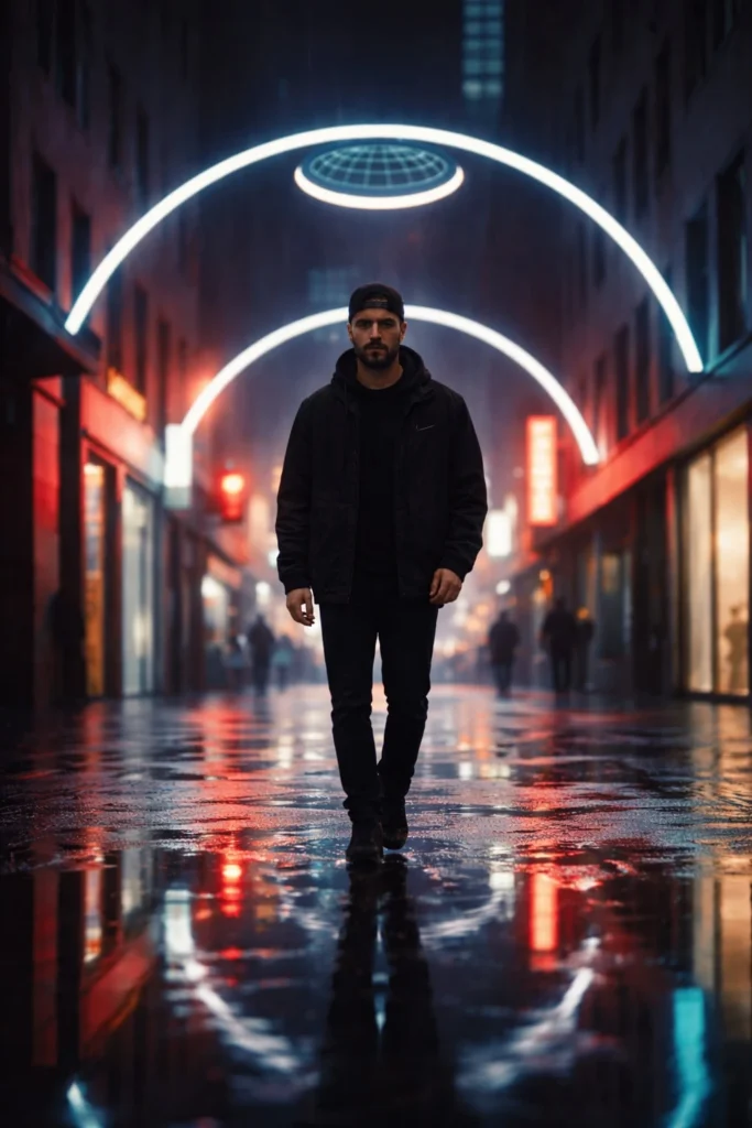 Cinematic Neon Alley – Urban Night Walk (Album Cover Style)