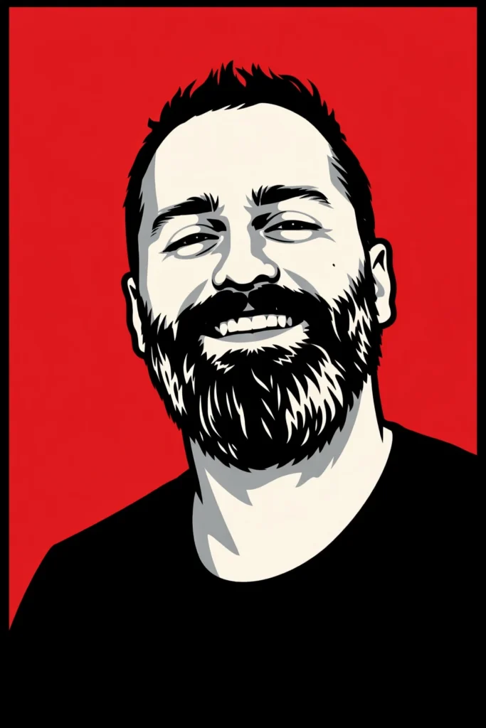 High-Contrast Stencil Vector Poster Illustration