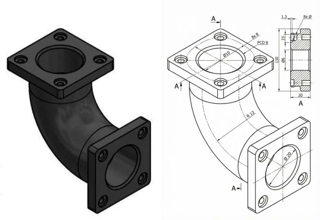 Mechanical Part Render to Technical Drawing Converter