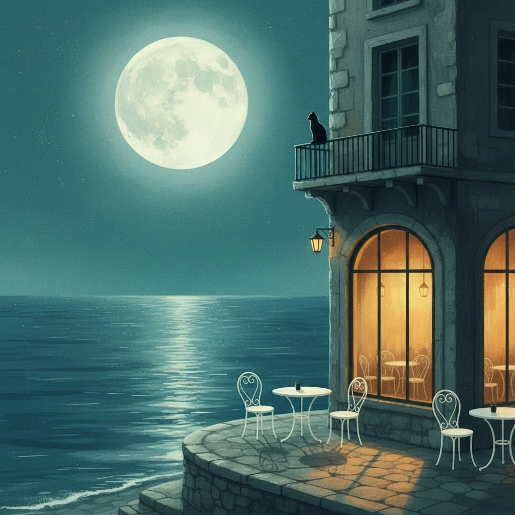Serene Moonlit Street Illustration