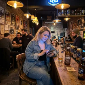 Ultra-Realistic Ankara Indie Bar Scene Description