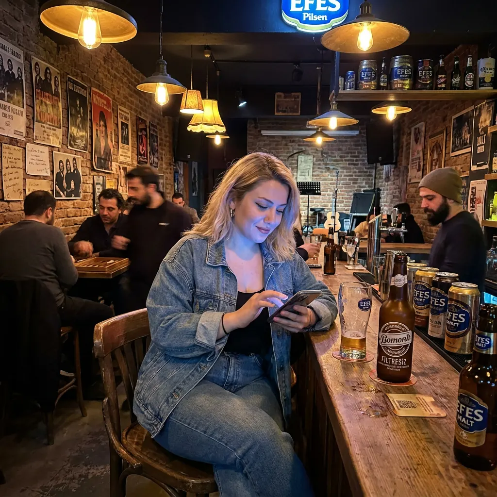 Ultra-Realistic Ankara Indie Bar Scene Description